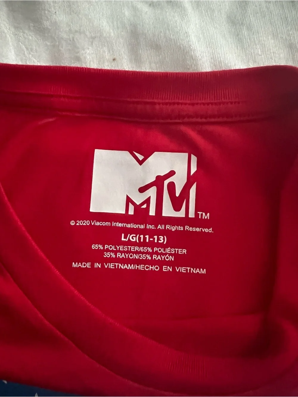 MTV Red Tee with Blue & White Star Logo